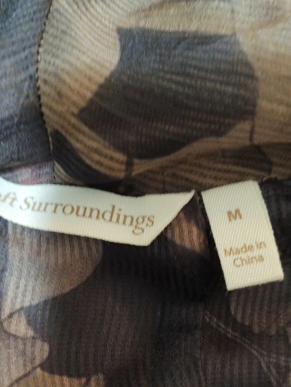 Soft Surroundings Tan and Teal Scenic Print Open-Front Cardigan size M - Picture 6 of 7